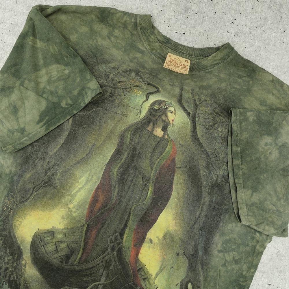 Vintage The Mountain T-Shirt Men XL Green Tie Dye Shannon Gothic Forest Elf Lady